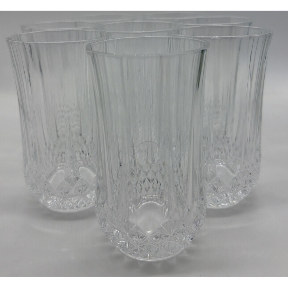 (8) Vtg Cristal D'Arques Longchamp Crystal Iced Tea Glass Tumblers 5.25" Set